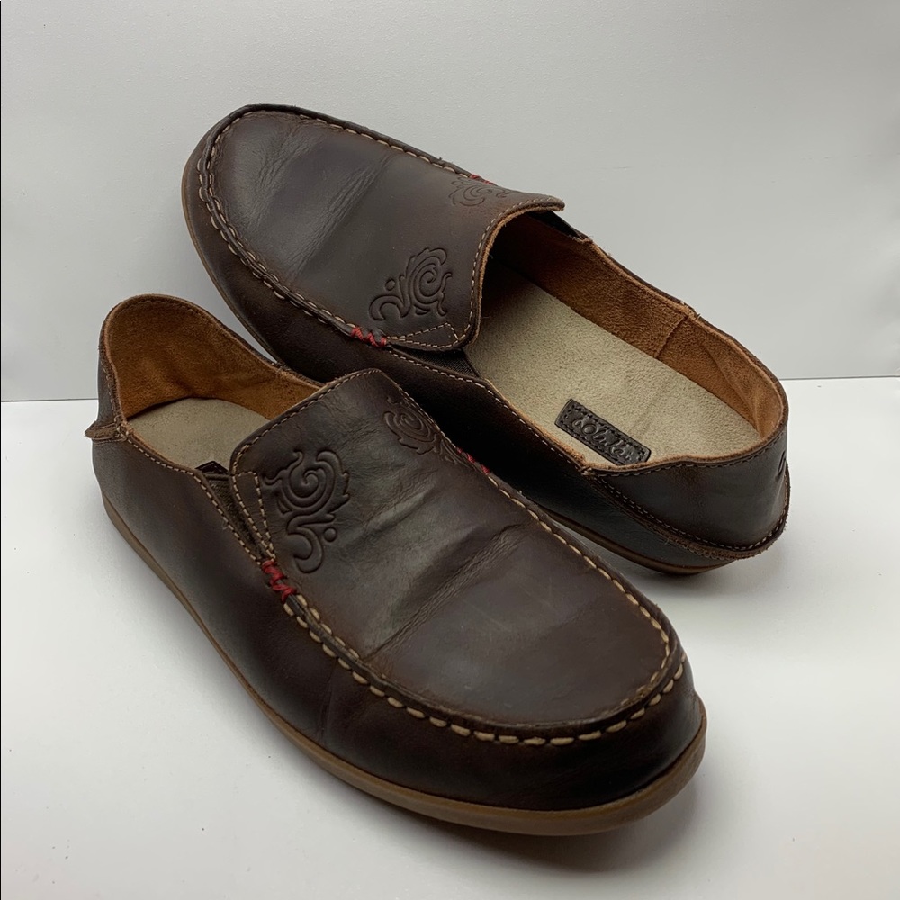 OluKai Nohea Nubuck Slip On Loafers Size 9